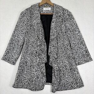 Calvin Klein Chevron Ruffle Front Jacket Womens 6P Chic Office Blazer